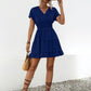 Ruffled Smocked V-Neck Tiered Dress
