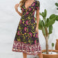 Printed Surplice Short Sleeve Dress