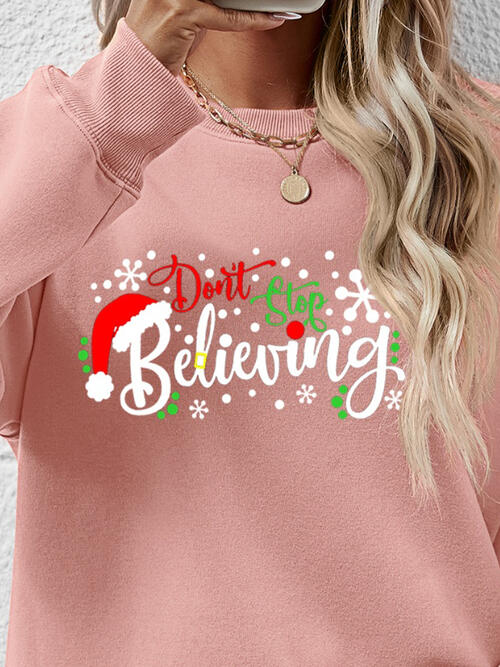 CHRISTMAS THEMED Letter Graphic Long Sleeve Sweatshirt