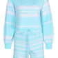 Women's SoBeautiful Striped Lantern Sleeve Knit Top and Drawstring Shorts Set