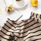 Women's DANICA Striped Lettuce Hem Knit Short Sleeve Top