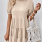 SOCHIC Puff Sleeve Tie Back Tiered Dress