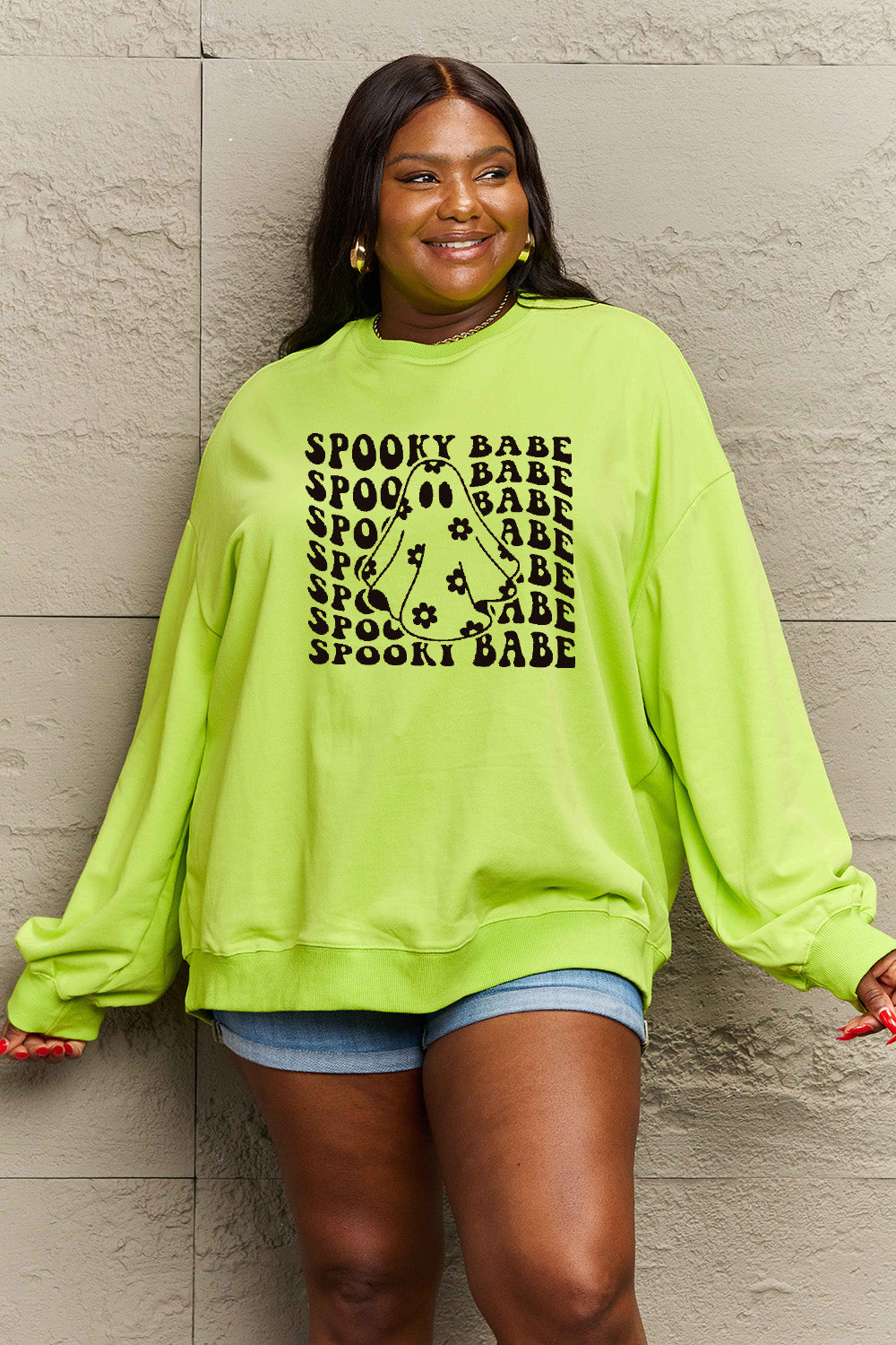 Simply Love Full Size SPOOKY BABE Graphic HALLOWEEN Sweatshirt