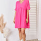 Zenana Swiss Dot Rolled Short Sleeve Babydoll Dress - Brand Zenana
