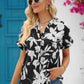 Women's Full Size Hanna Floral Notched Neck Cuffed Blouse