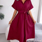 Aaliyah Isla Short Sleeve Collared Tie Belt Dress