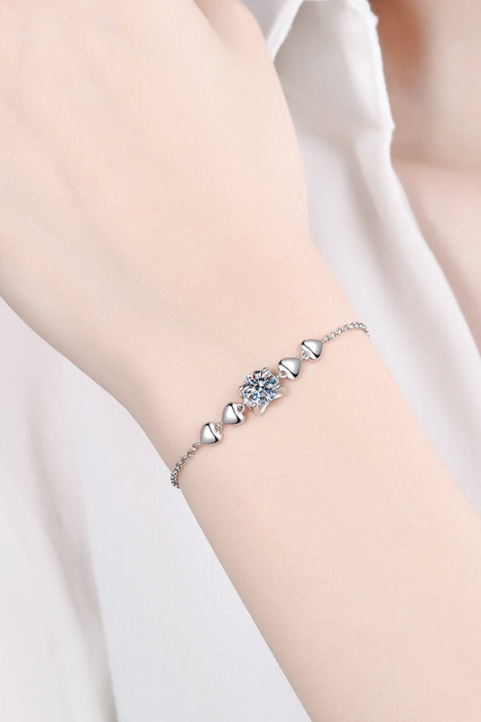 1 Carat Moissanite Women's  Heart Bracelet