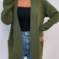 Open Front Rib-Knit Cardigan with Pockets