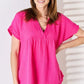 Zenana Full Size Raw Hem Short Sleeve Top - Brand Zenana