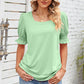 Smocked Square Neck Short Sleeve T-Shirt
