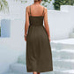 Decorative Button Spaghetti Strap Midi Dress