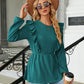 Round Neck Ruffled Peplum Blouse