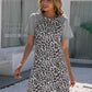 SO SASSY Leopard Round Neck Short Sleeve Mini Dress