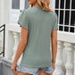 Eyelet V-Neck Petal Sleeve T-Shirt