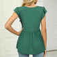 Full Size V-Neck Flutter Sleeve Babydoll Blouse