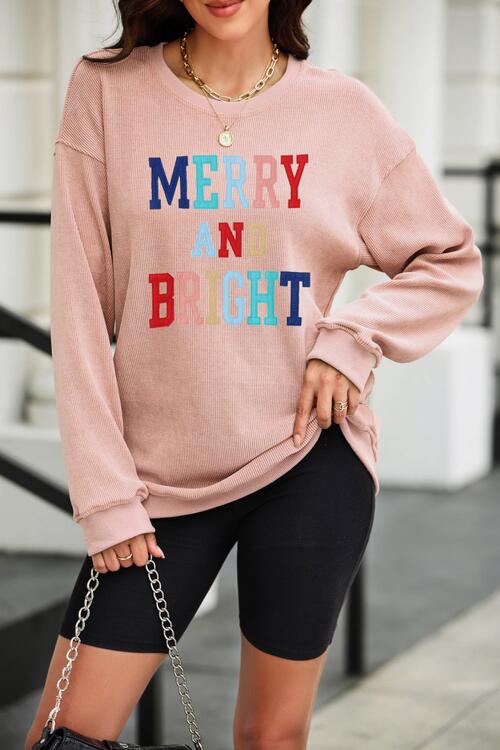 MERRY AND BRIGHT Graphic CHRISTMAS THEMED Sweatshirt