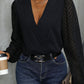 Ruched Surplice Long Sleeve Bodysuit