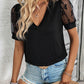 Bow Pattern V-Neck Short Sleeve T-Shirt