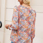 Floral Print Long Puff Sleeve Blouse