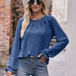 Long Flounce Sleeve Round Neck Blouse