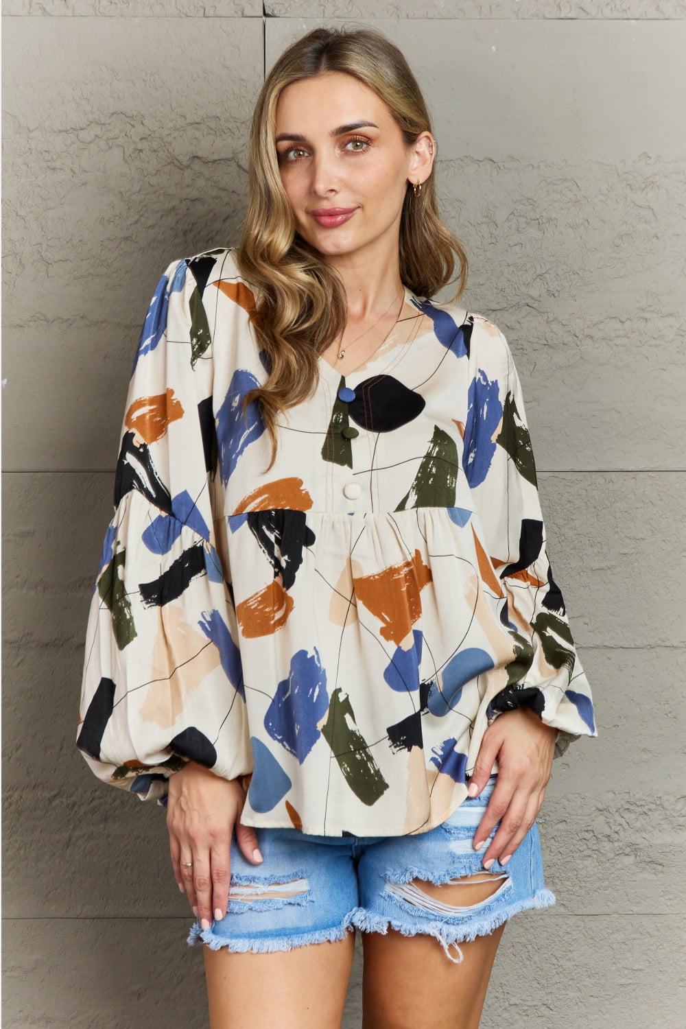 Hailey & Co Wishful Thinking Multi Colored Printed Blouse *