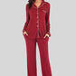 Collared Neck Long Sleeve Loungewear Set with Pockets