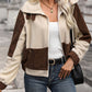 Color Block Zip Up Pocketed Jacket