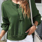 Exposed Seam Half Button Long Sleeve Sweatshirt