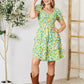Double Take Smocked Scoop Neck Flounce Sleeve Mini Dress