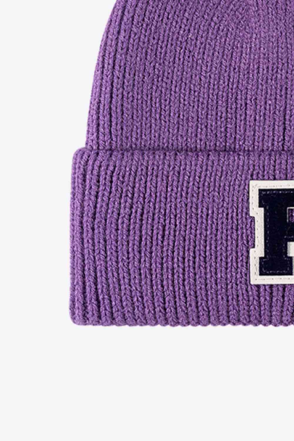 EZBeanie Letter Patch Cuffed Knit Hat Beanie