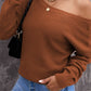 Woven Right Crisscross Back Waffle-Knit Sweater