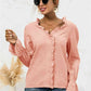 Frill Trim V-Neck Flounce Sleeve Shirt