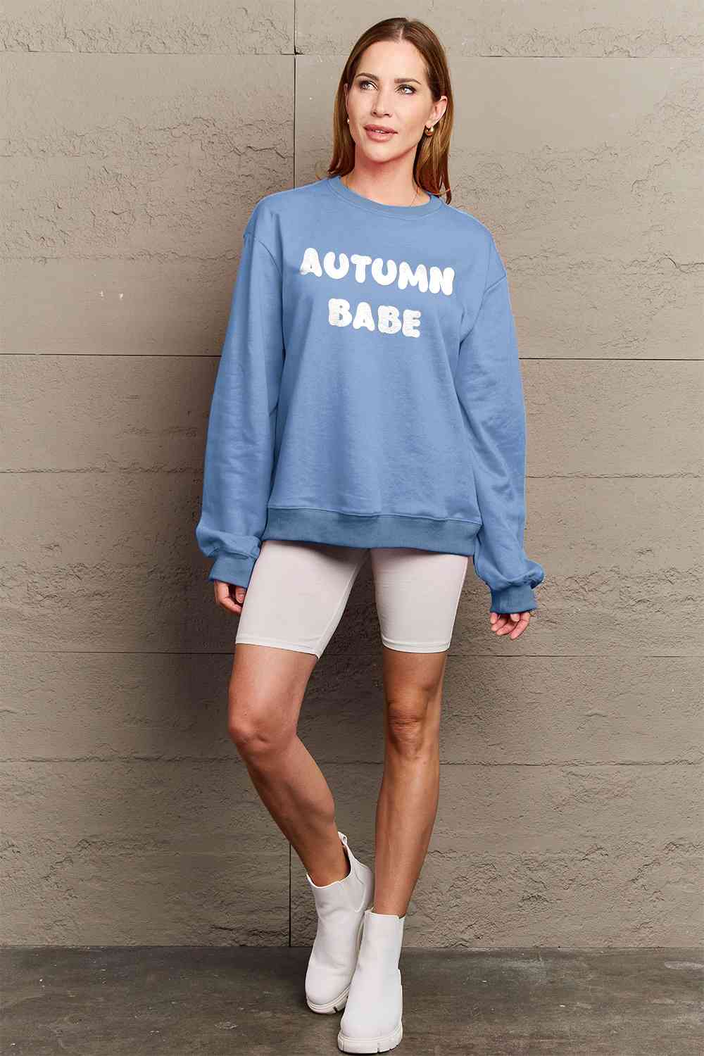 Simply Love SEASONAL Full Size AUTUMN BABE Graphic Sweatshirt