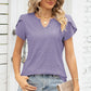 Eyelet Notched Petal Sleeve Blouse