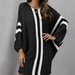 Ribbed Round Neck Long Sleeve Sweater Dress