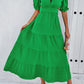 Tie Back Short Sleeve Tiered Dress