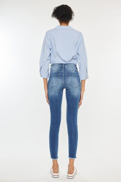 Kancan Distressed Raw Hem High Waist Jeans *