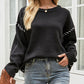 Contrast Round Neck Drop Shoulder Knit Top
