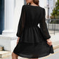 SO CUTE Full Size Surplice Neck Swiss Dot Tie Belt Layered Dress