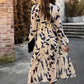 IconicDream Printed V-Neck Long Sleeve Midi Dress