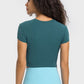 Women's Round Neck Short Sleeve Cropped Sports T-Shirt