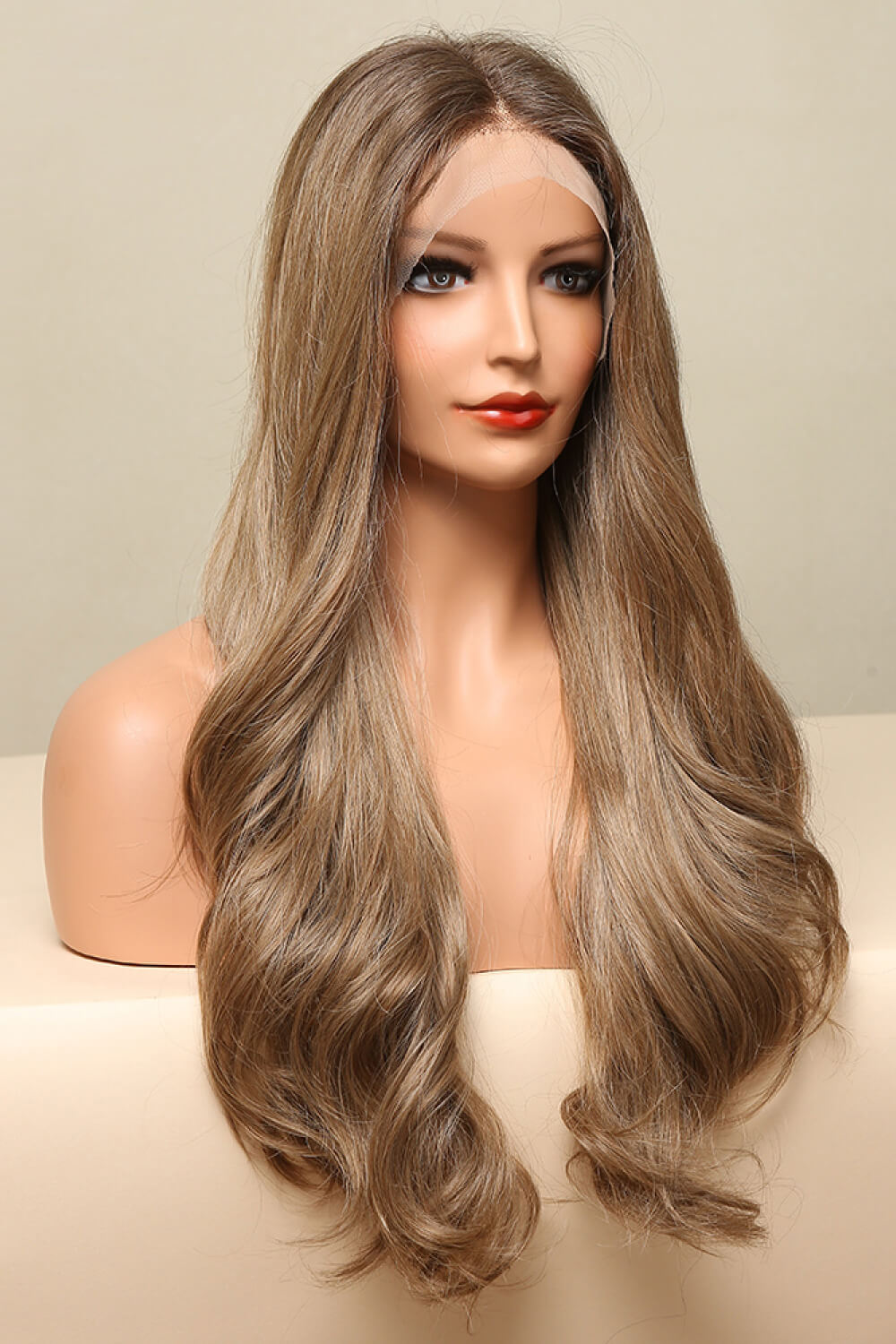 13*2" Women's Lace Front Wigs Synthetic Long Wave 26" 150% Density in Golden Brown