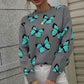 Woven Right Butterfly Dropped Shoulder Crewneck Sweater