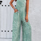 Printed Wide Strap Jumpsuit with Pockets