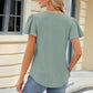Eyelet Square Neck Short Sleeve T-Shirt