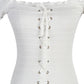 Malibu Dreams Lace-Up Front Lettuce Hem Off-Shoulder Knit Top