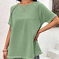 Women's Round Neck Raglan Sleeve Fringe Detail Top