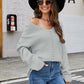 Openwork Dropped Shoulder Long Sleeve Sweater