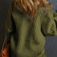 Ribbed Round Neck Dropped Shoulder Sweater