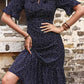 Polka Dot Tie Front Ruffled Midi Dress